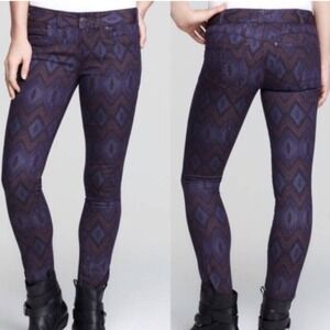Free People Skinny Jeans size 28 Purple Aztec Boho Casual‎ Festival Retro Earthy